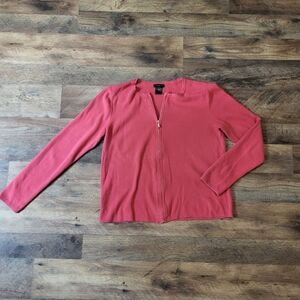 Ann Taylor 100% Cotton Pink Longsleeve Zip-Up Cardigan Size Medium
